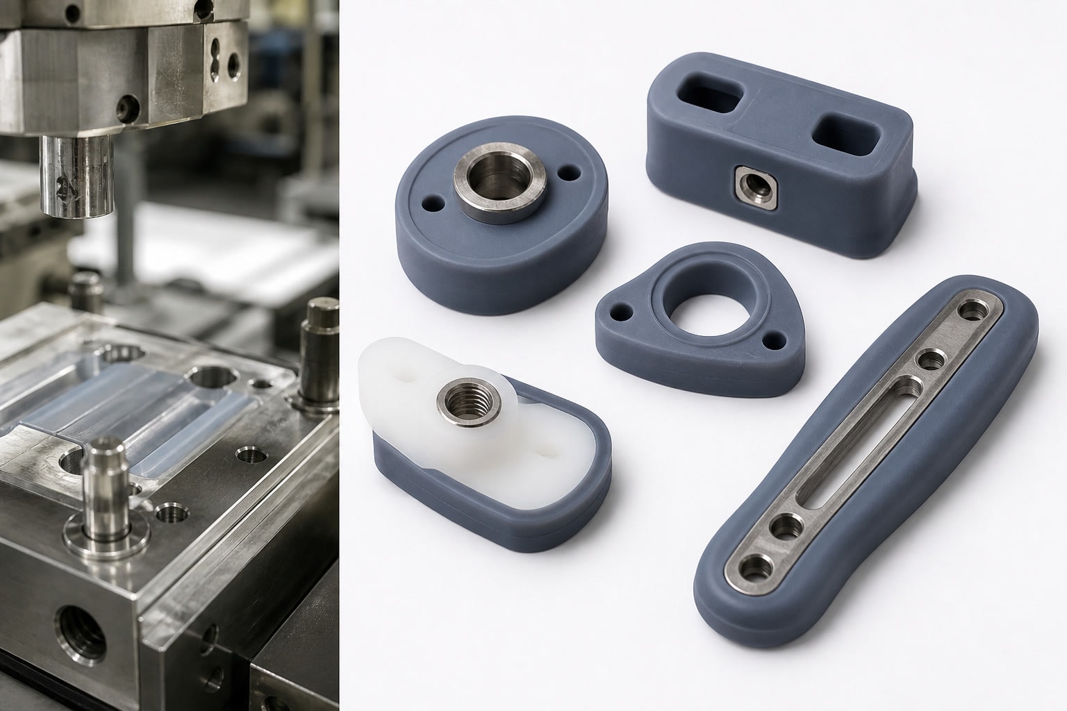 Insert molding silicone components
